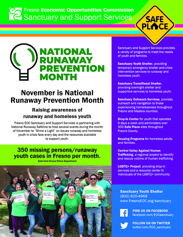 National Runaway Prevention Month Sanctuary Youth Shelter Post