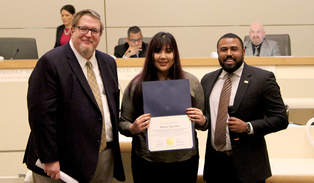 Maria Sanchez, recognized in front of Fresno City Council as the Fresno Regional Workforce Development Board 4th Quarter Winner