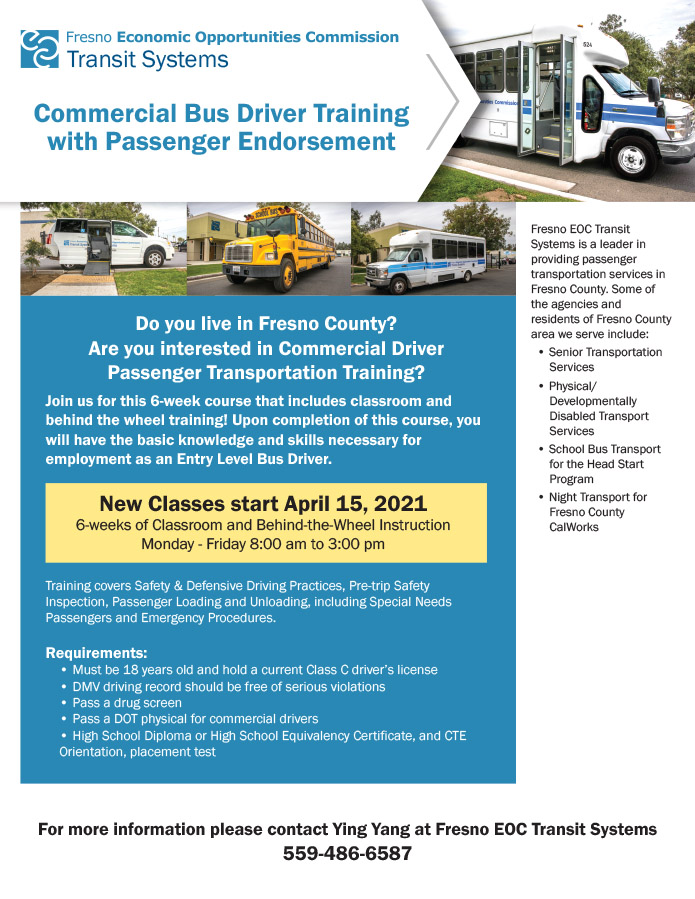 Commercial Bus Driver Training, April 2021