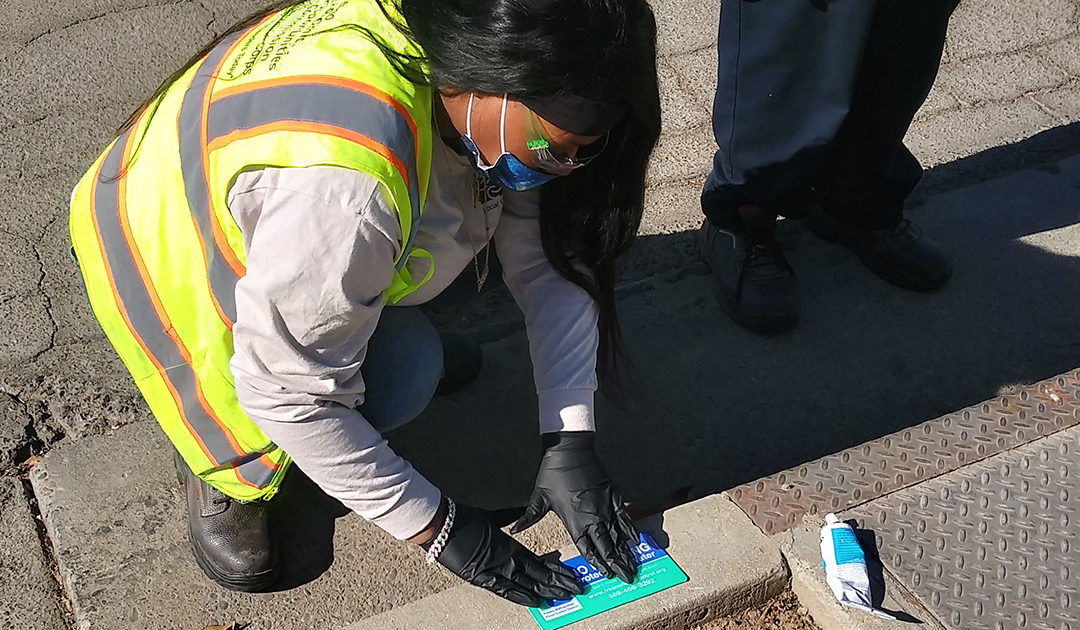 LCC Corpmembers Install Safety Placards to Storm Drains